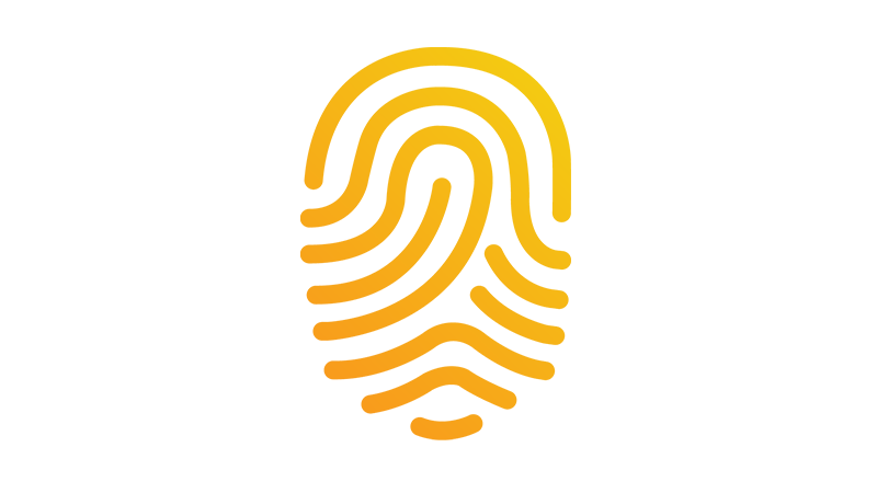 A yellow illustration of a fingerprint.